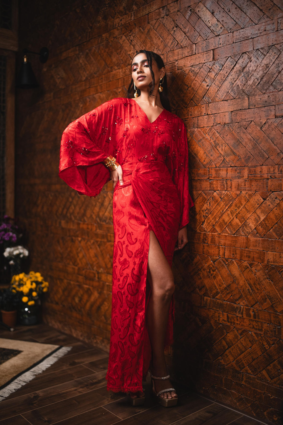 GARNET RED KIMONO DRESS