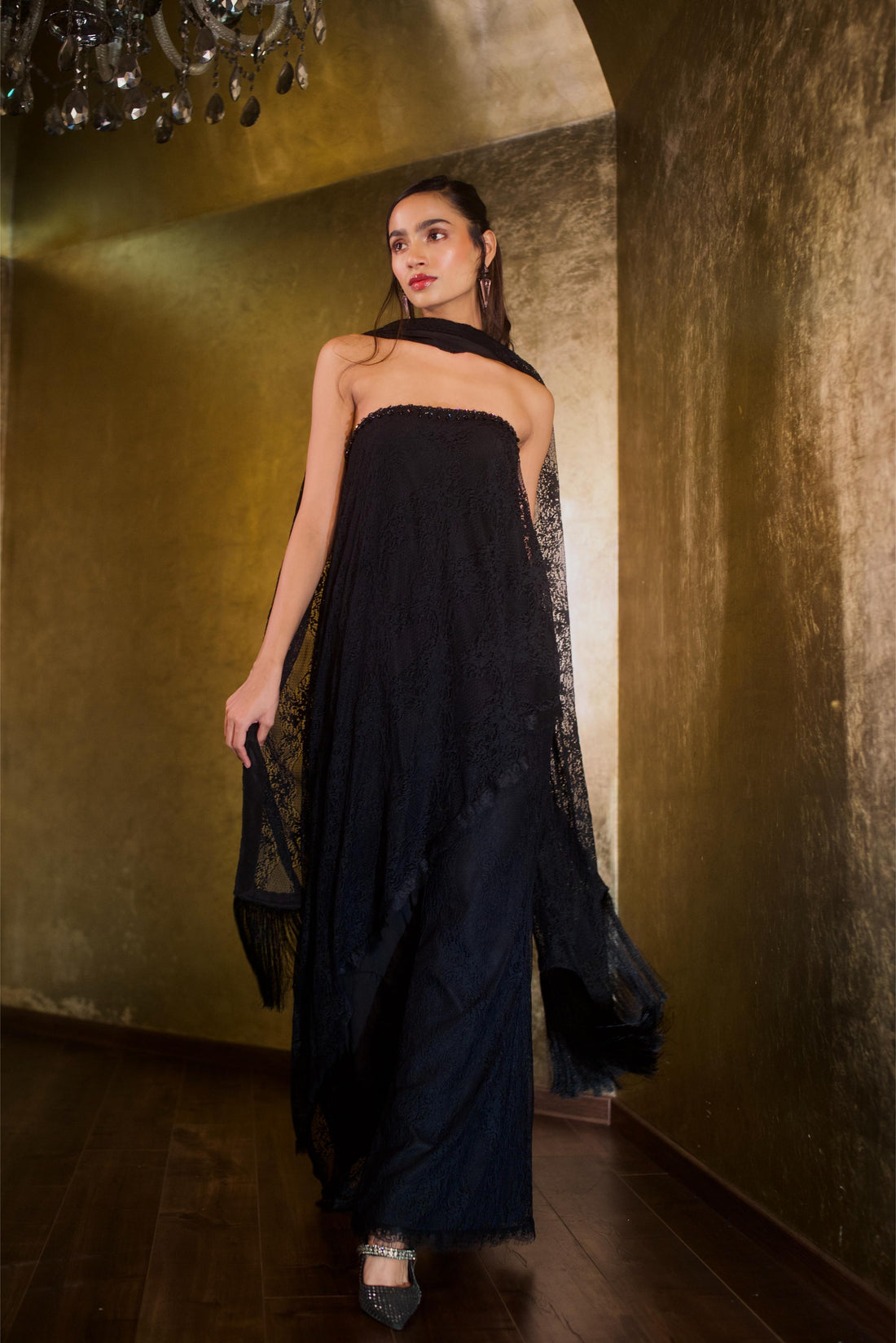 OBSIDIAN BLACK WIDE LEG PANTS