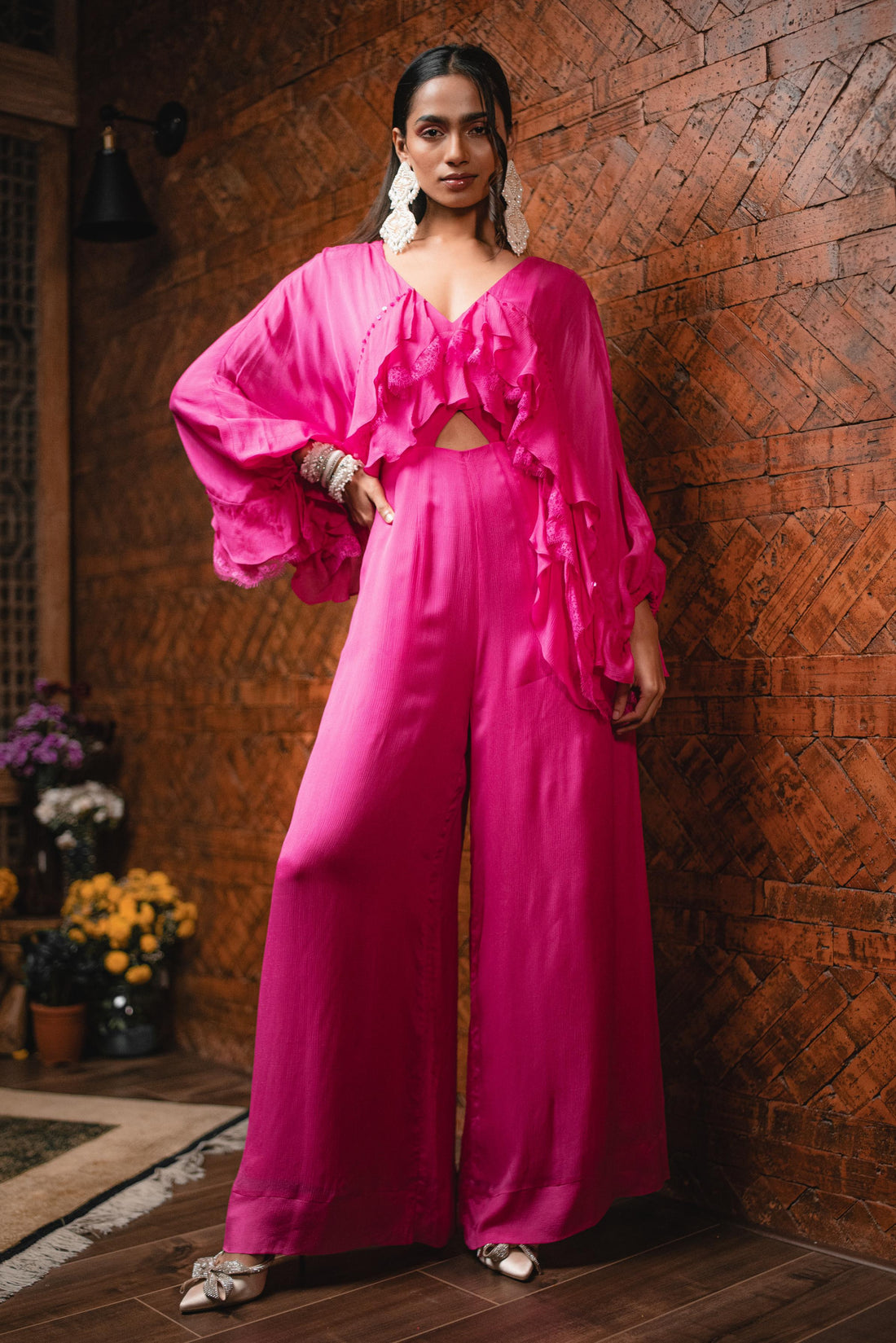 SPINEL PINK RUFFLE JUMPSUIT