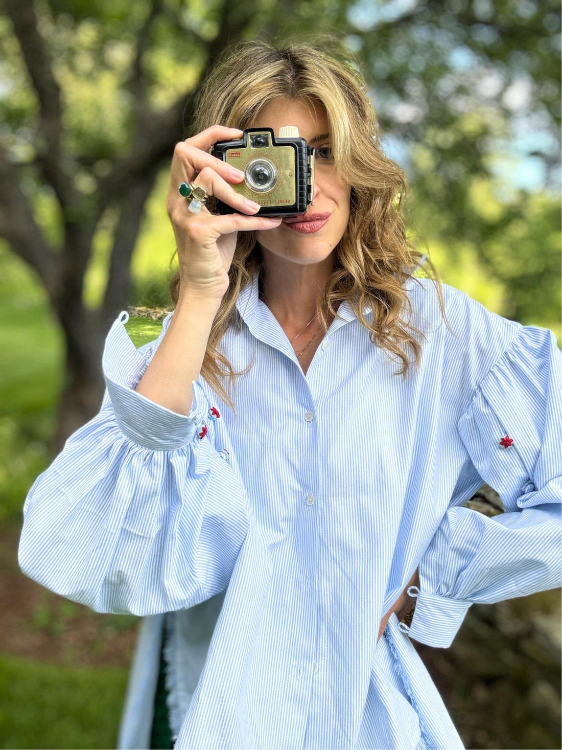 Comfort Zone Blue Stripe Oversized Shirt with Scallop Shorts