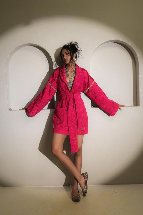 Spinel Pink Quilted Lux Robe Dress