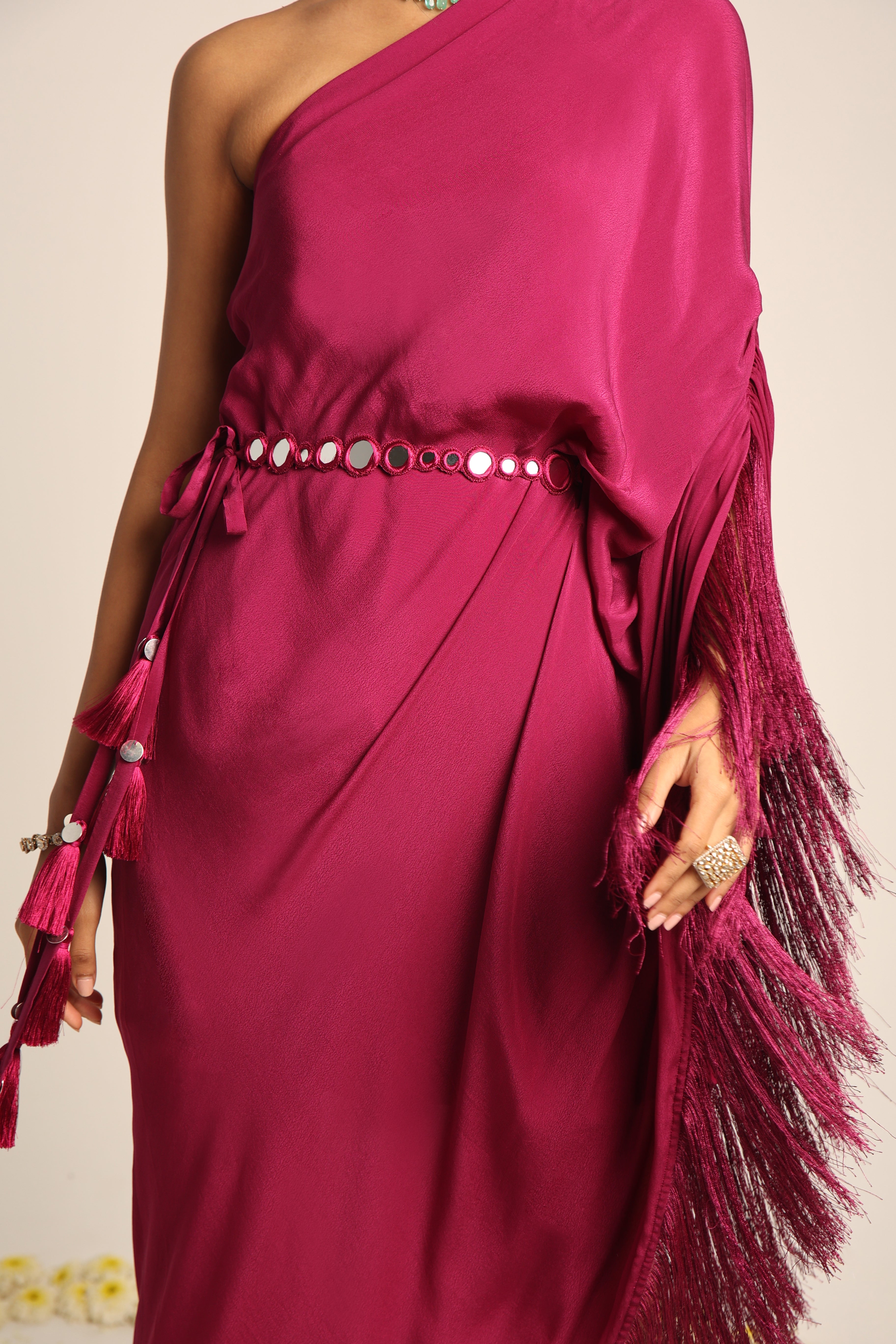 Buy Athena Women Peach Coloured Printed One Shoulder Maxi Kaftan Dress -  Dresses for Women 5561584 | Myntra
