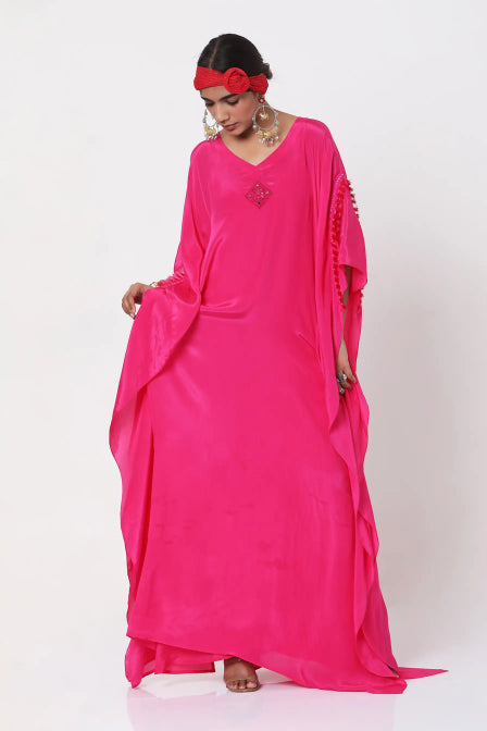 women wear Pink Embroidered Kaftan