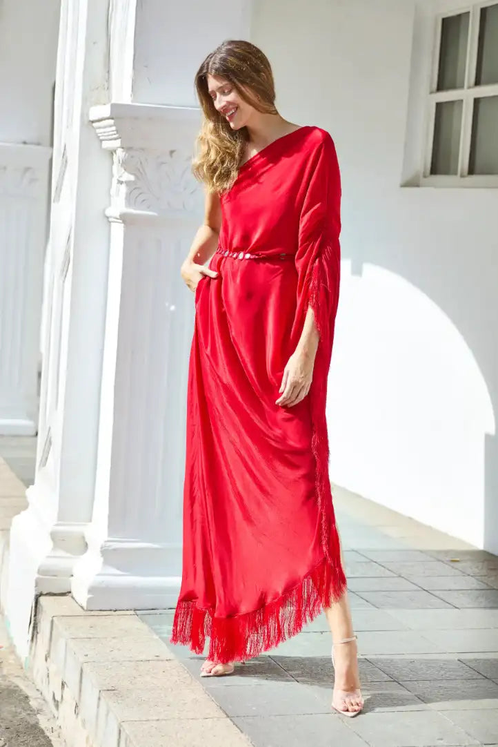 Draped dresses with outlet sleeves